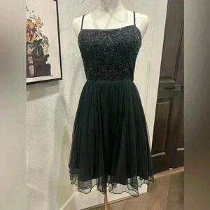 Aidan Mattox Aidan by Aidan Mattox Chiffon Sequin Black Dress- Size 4